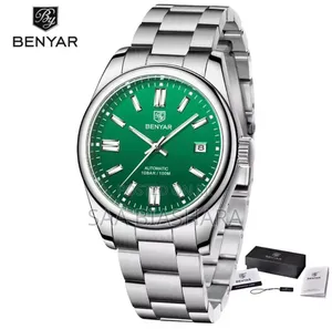 Benyar Classic Mechanical Watch Silver and Green Water Resistant