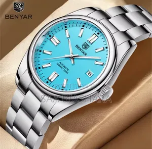 New Benyar Classic Mechanical Watch Silver and Blue Water Resistance