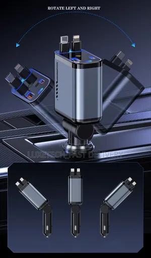 4-in-1 Retractable Car Charger With Starlight Projection Functionality