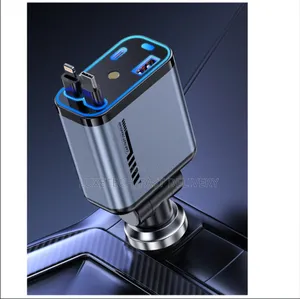 4-in-1 Retractable Car Charger With Starlight Projection Functionality
