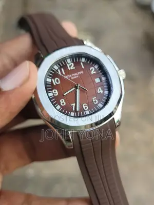 Patek Philippe Aquanaut Style Watch With a Brown Rubber Strap