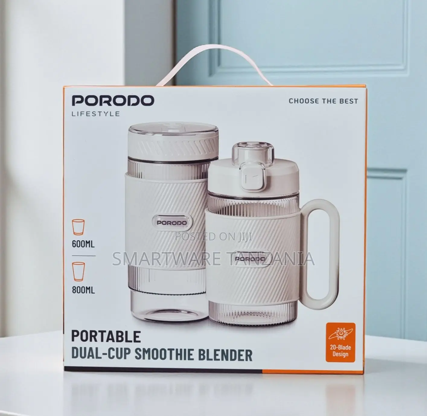Porodo Portable Dual Cup Smoothie Blender 20 Blade 600ml 800ml