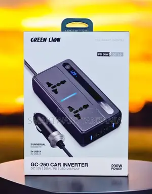Green Lion Gc-250 Car Inverter 200w Dual Pd 36w Qc 3.0 Led Display
