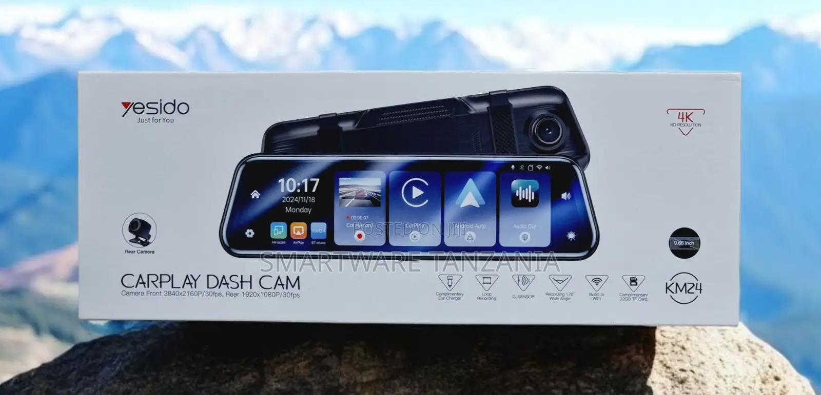 Yesido Km24 Carplay Dash Cam 9.68 Inch Mirror Screen Wifi