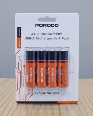 Porodo Aa 1.5v Li-Ion Usb-a Rechargeable Battery 4-Pack 1500