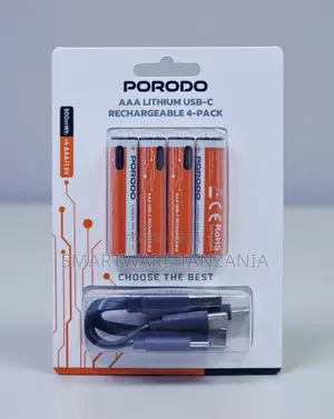 Porodo Aaa Lithium Usb-C Rechargeable Battery 4-Pack 800mwh
