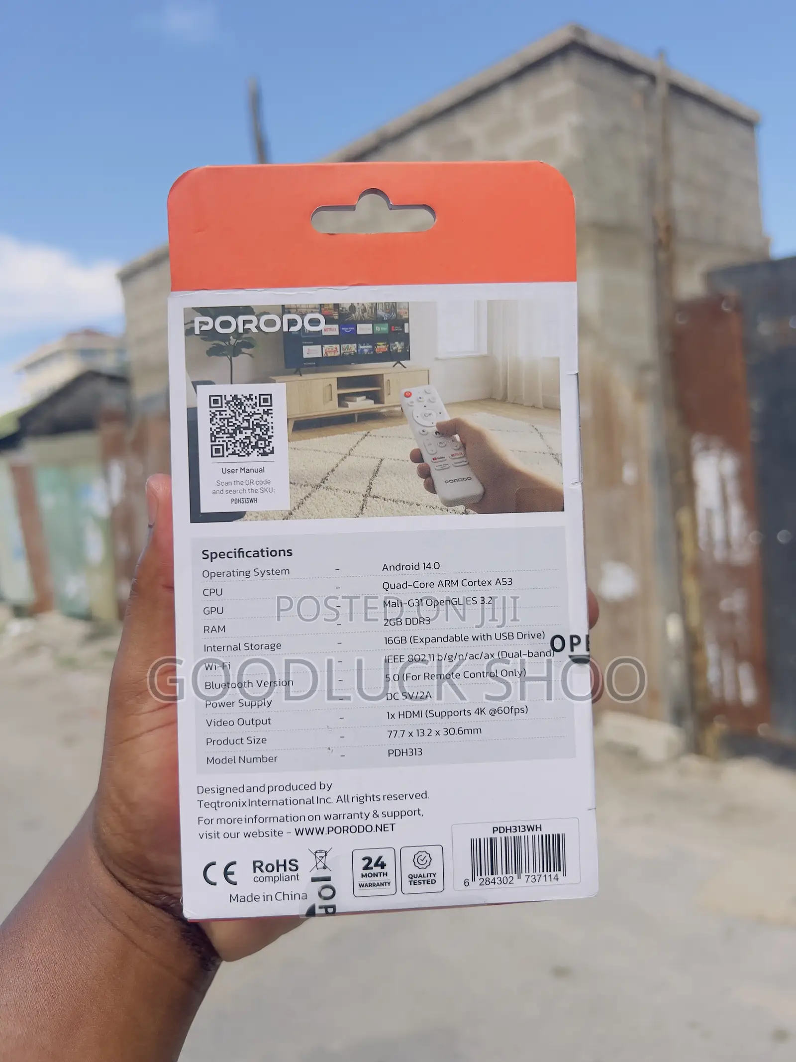 Porodo Tv Stick Ultra Hd 2 + 16gb Android 14.0