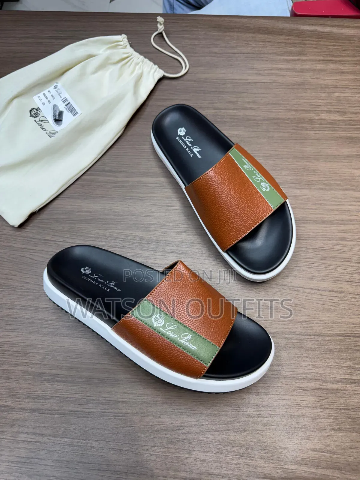 Loro Piana Brand New Men's Original Leather Sandals Classic Soles