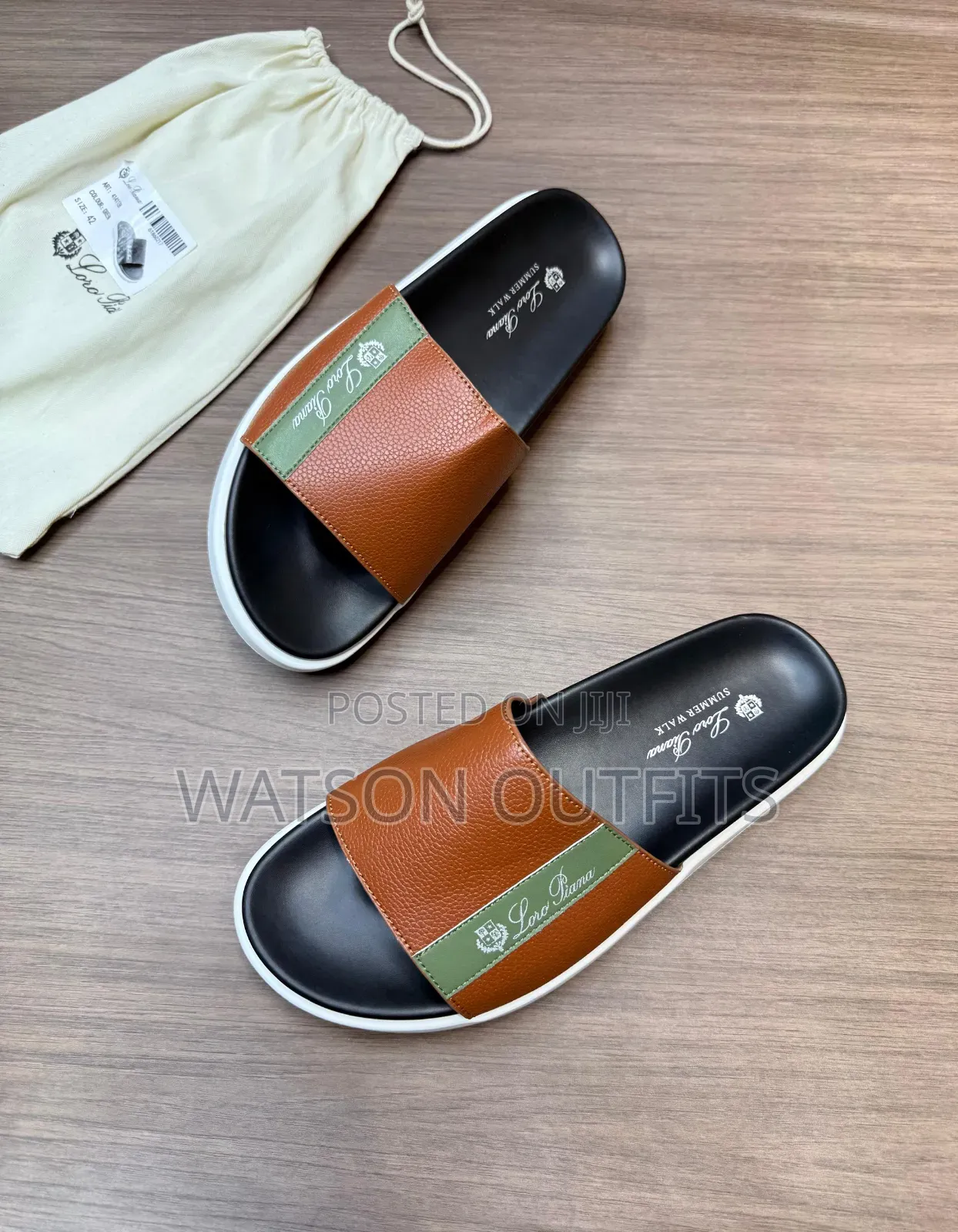 Loro Piana Brand New Men's Original Leather Sandals Classic Soles