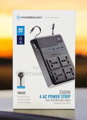 Powerology Pwc029 4 Ac Power Strip 2500w 20w Pd 24h Timer 3m