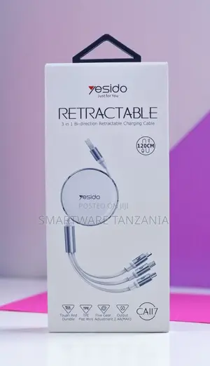 Yesido Ca117 3-in-1 Retractable Charging Cable 120cm 2.4a Tpe