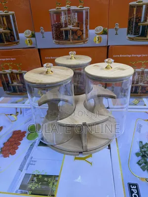 3pcs Rotating Glass Storage Jars