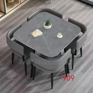 Luxury Round Marble Dining Set — Meza Ya Chakula Ya Kishua (Watu 4)