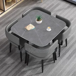 Luxury Round Marble Dining Set — Meza Ya Chakula Ya Kishua (Watu 4)