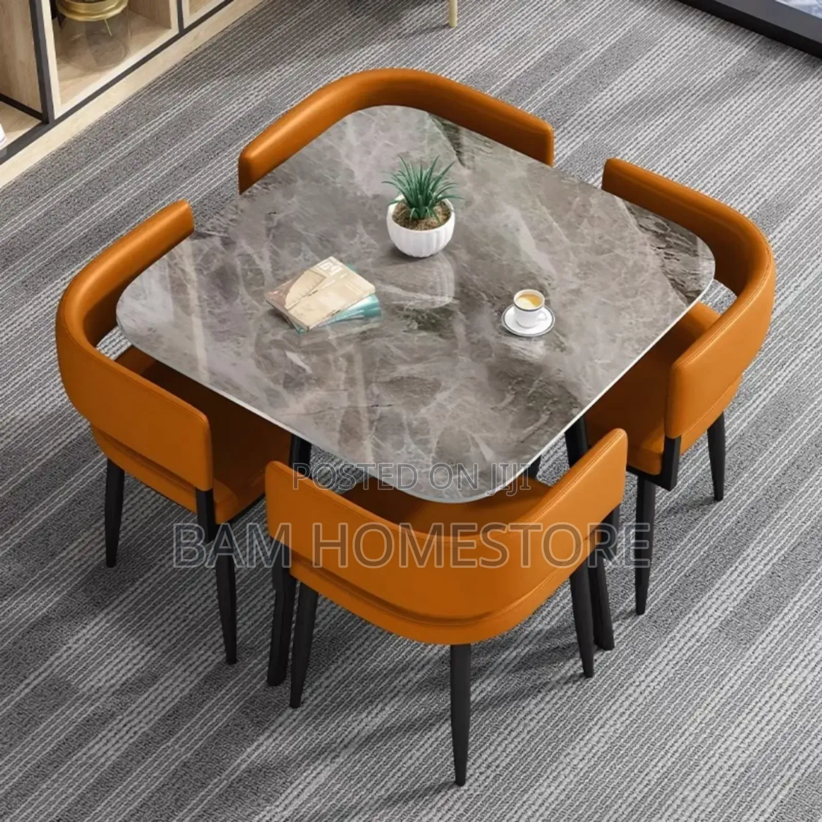 Luxury Round Marble Dining Set — Meza Ya Chakula Ya Kishua (Watu 4)