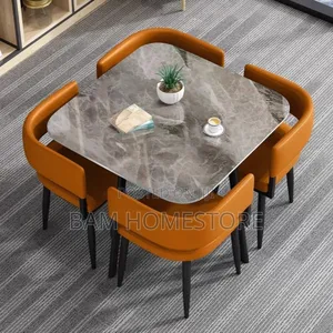 Luxury Round Marble Dining Set — Meza Ya Chakula Ya Kishua (Watu 4)