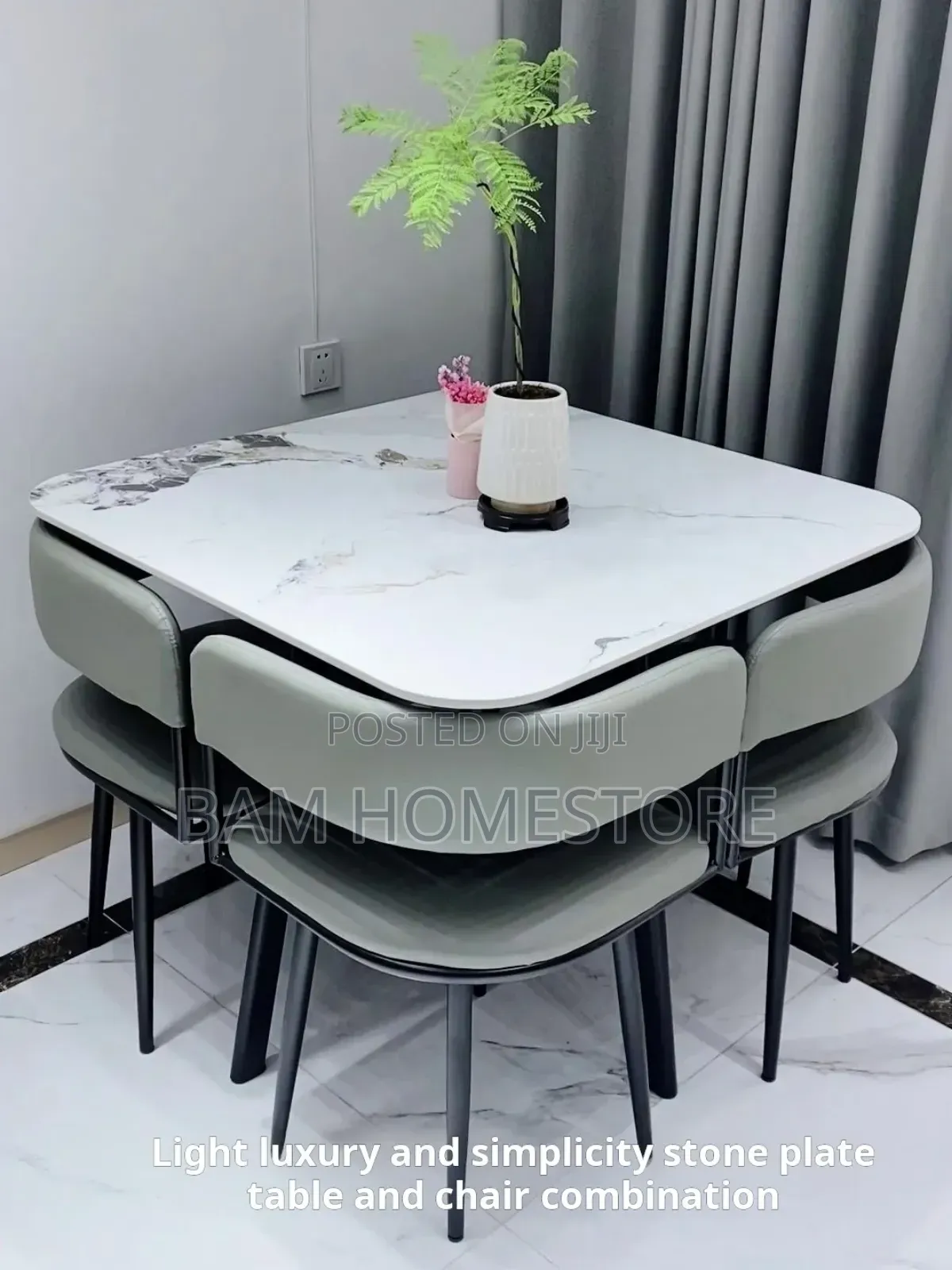 Luxury Round Marble Dining Set — Meza Ya Chakula Ya Kishua (Watu 4)