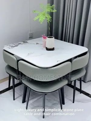 Luxury Round Marble Dining Set — Meza Ya Chakula Ya Kishua (Watu 4)