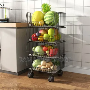 4-Tier Multi-Purpose Rolling Storage Rack - Raki Ya Kisasa