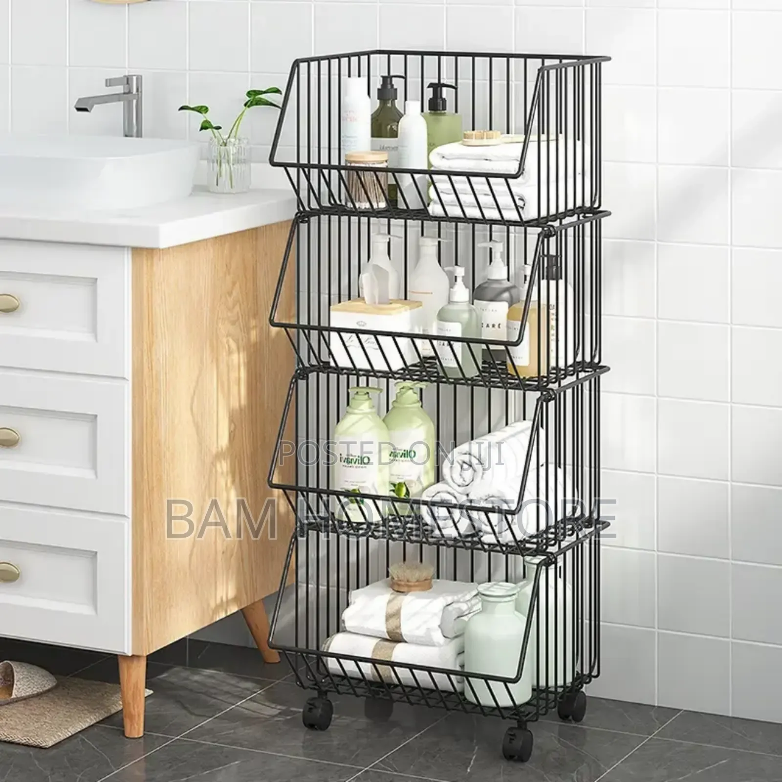 4-Tier Multi-Purpose Rolling Storage Rack - Raki Ya Kisasa