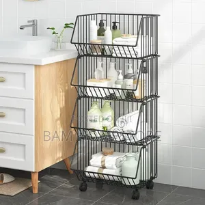 4-Tier Multi-Purpose Rolling Storage Rack - Raki Ya Kisasa