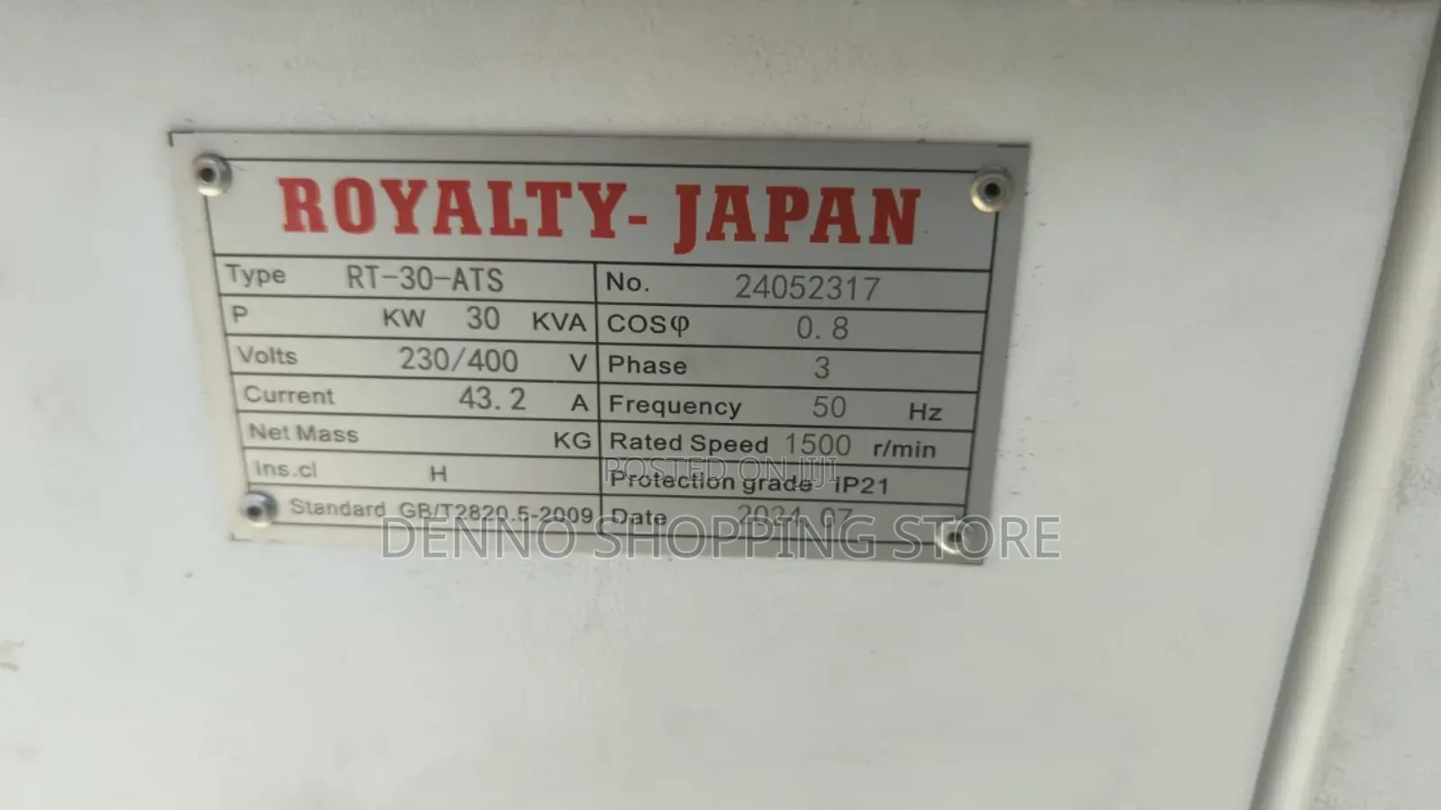 Royality Silent Generator Kva 30(Diesel)