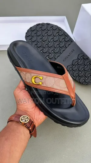Hermes Prada Lv Versace Dior Men's Original Leather Sandals