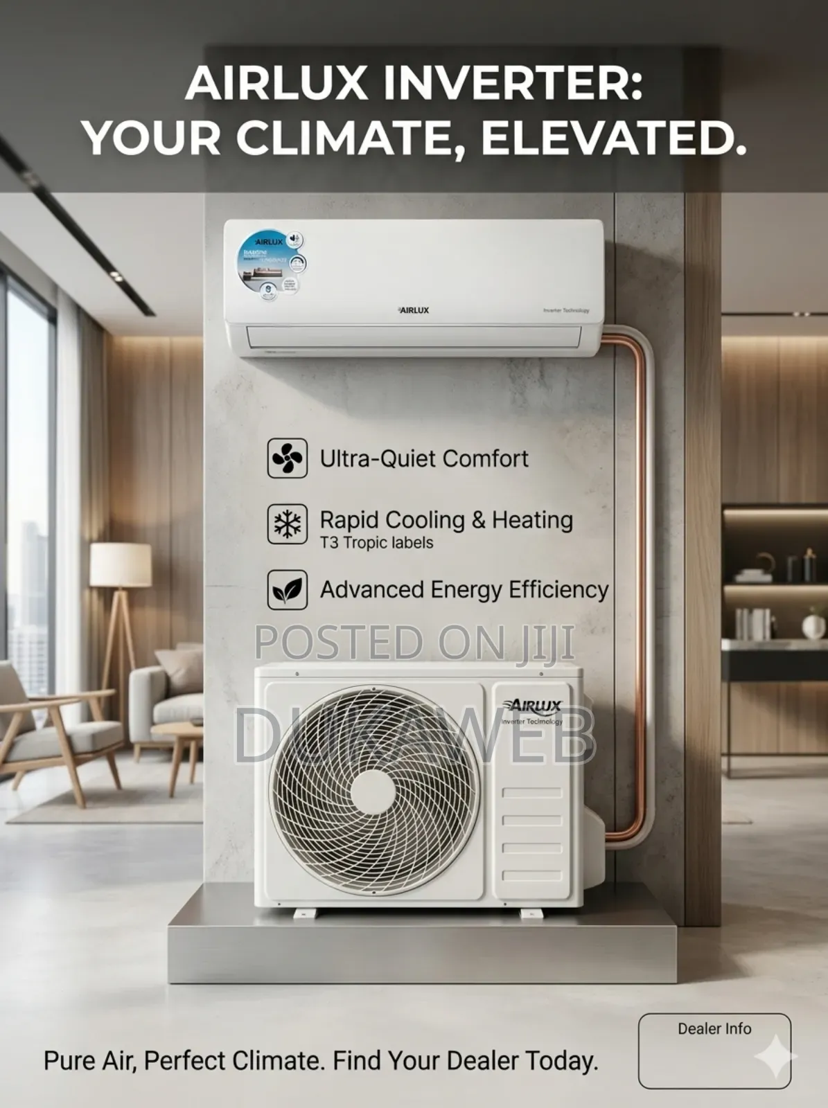 Airlux 18000 Btu Inverter Air Conditioner – White – Large Room Model