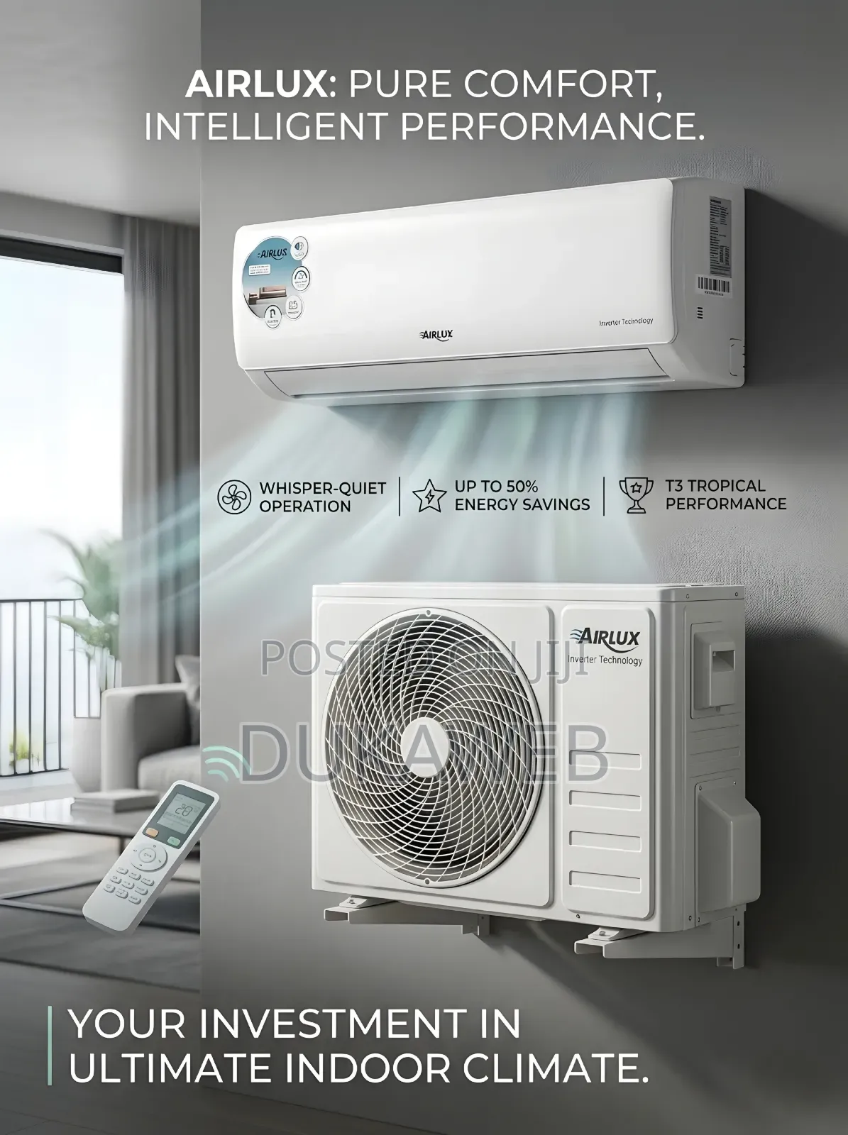 Airlux 12000 Btu Inverter Air Conditioner – White – Brand New