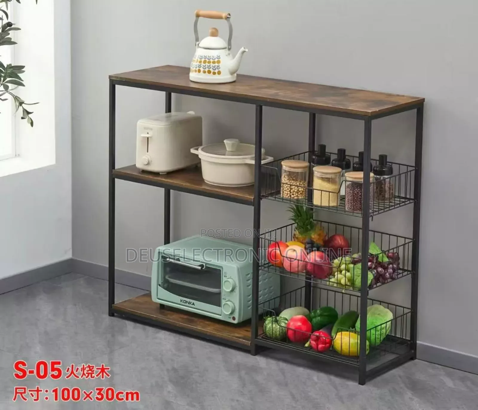 Kitchen Rack Stainless and Wood