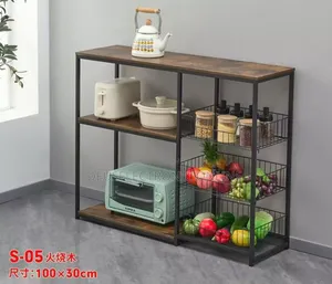 Kitchen Rack Stainless and Wood