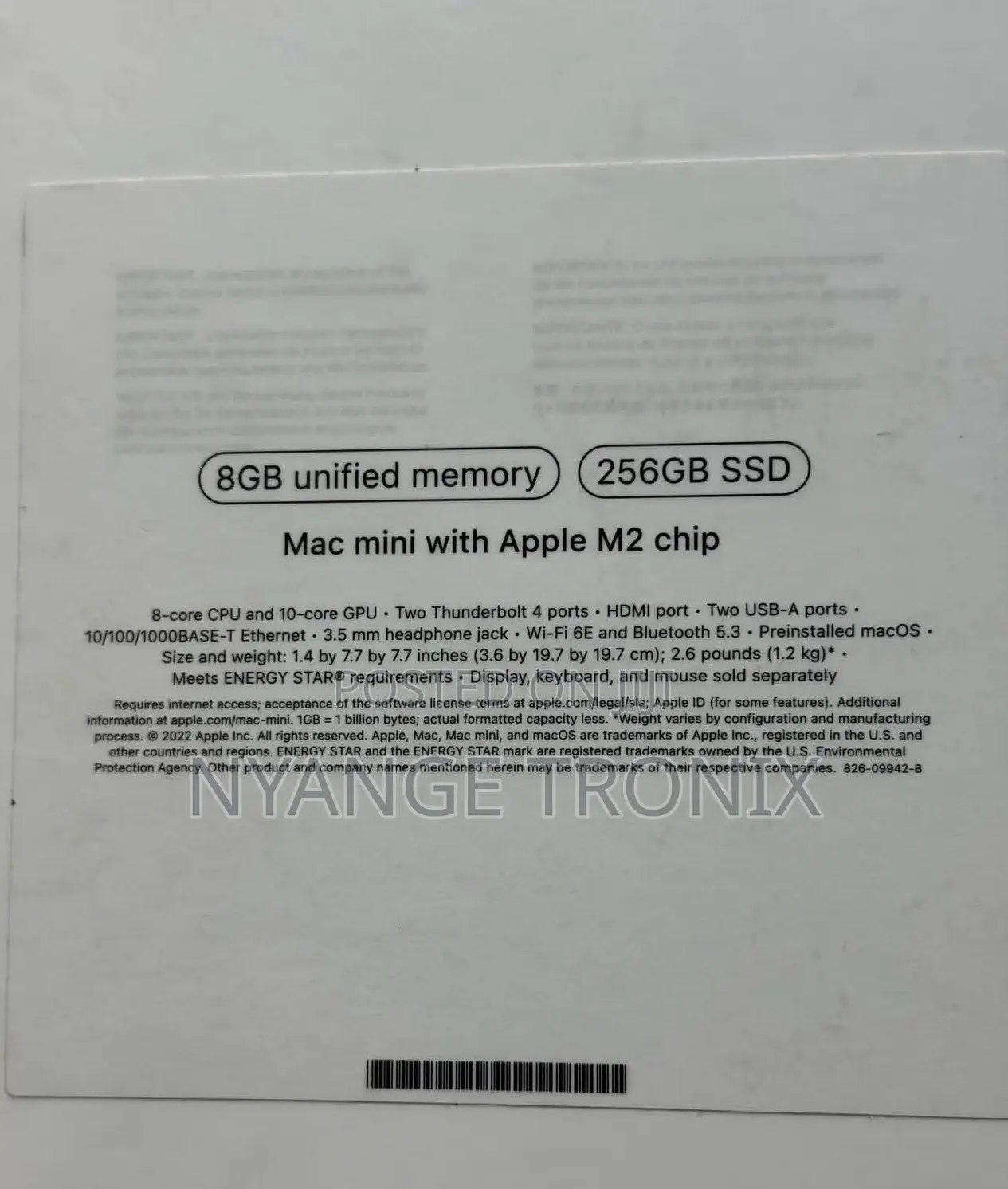 New Desktop Computer Apple Mac Mini M2 8GB Apple M2 SSD 256GB
