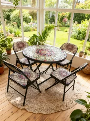 Foldable Mosaic Garden Dining Sets