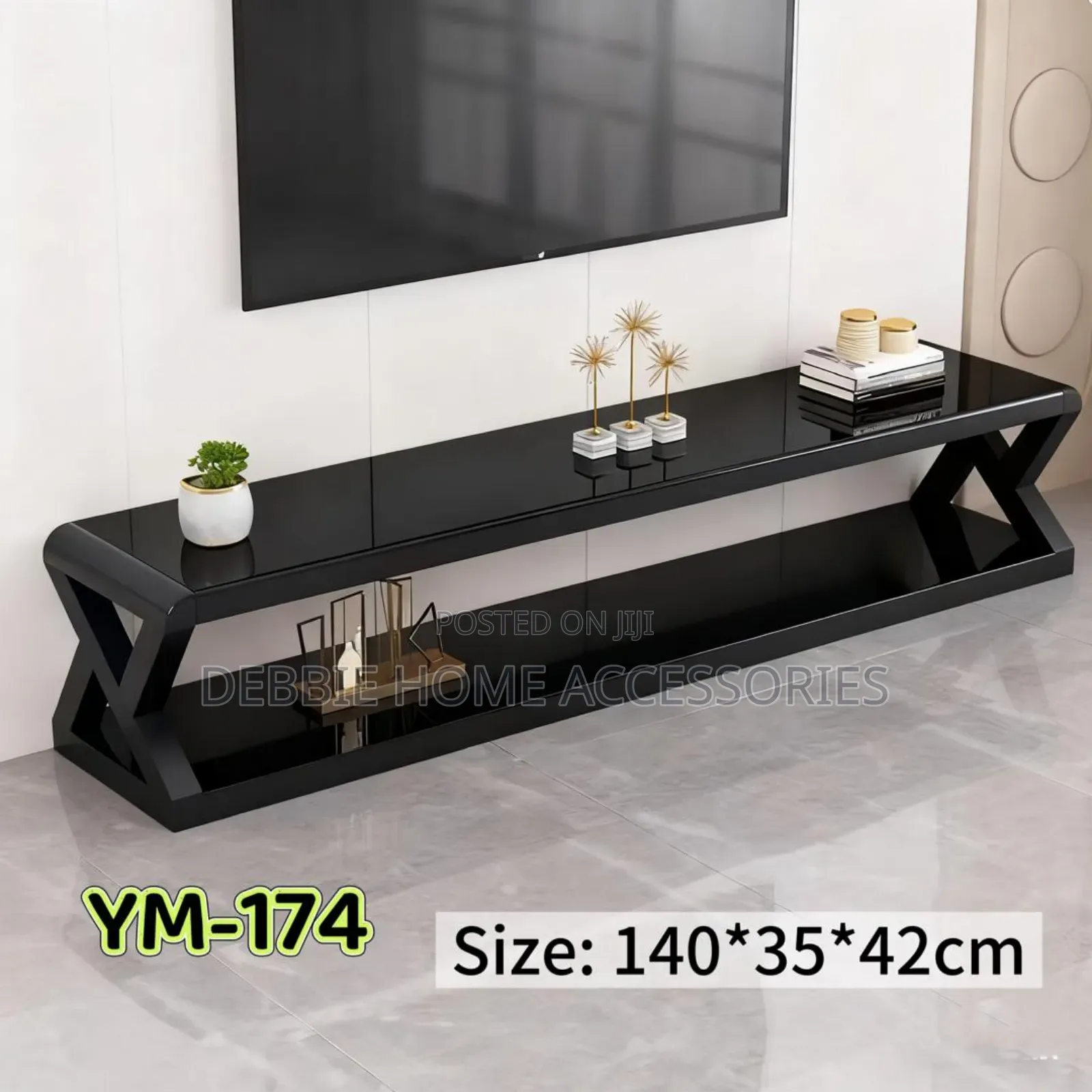 Double-Layer Tempered Glass ( Tv Show Case) Media Console X-Frame Legs