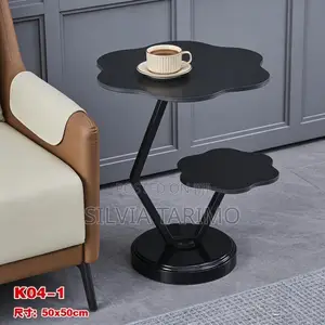 Modern Luxury 2-Tier Marble Side Table With Gold Stand