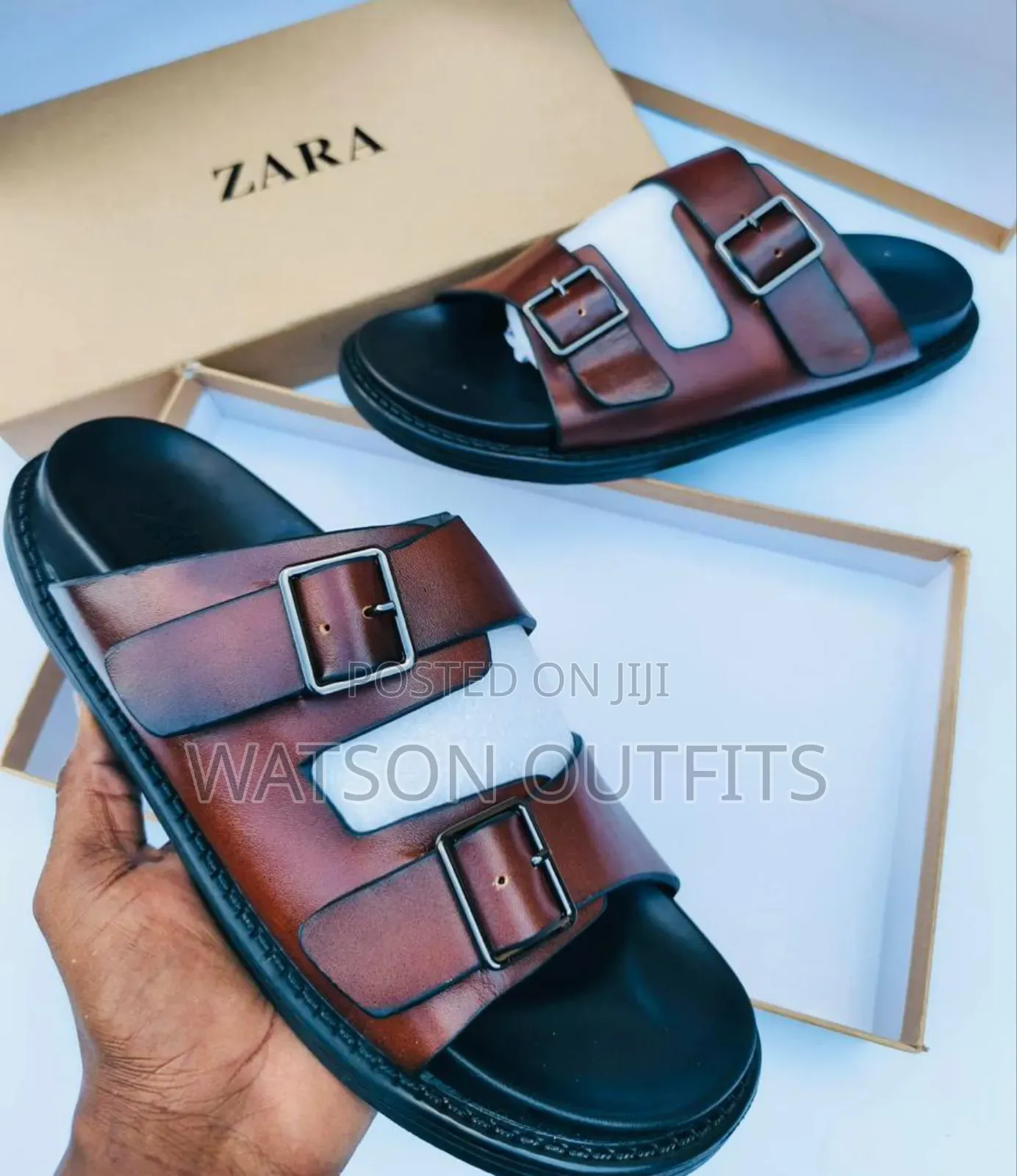 Men's Leather Sandals Zara Brand Materials Original and Quality