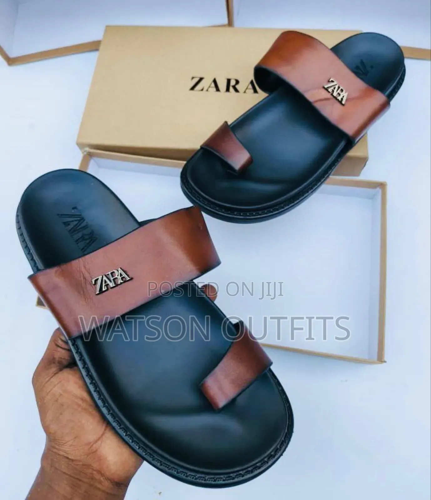 Men's Leather Sandals Zara Brand Materials Original and Quality