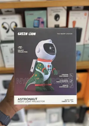 Green Lion Astronaut Galaxy Night Light Projector