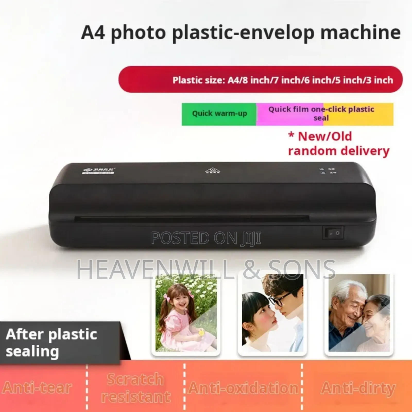 Automatic Laminating Machine + 1 Bundle With 100 Laminating Pouches A4