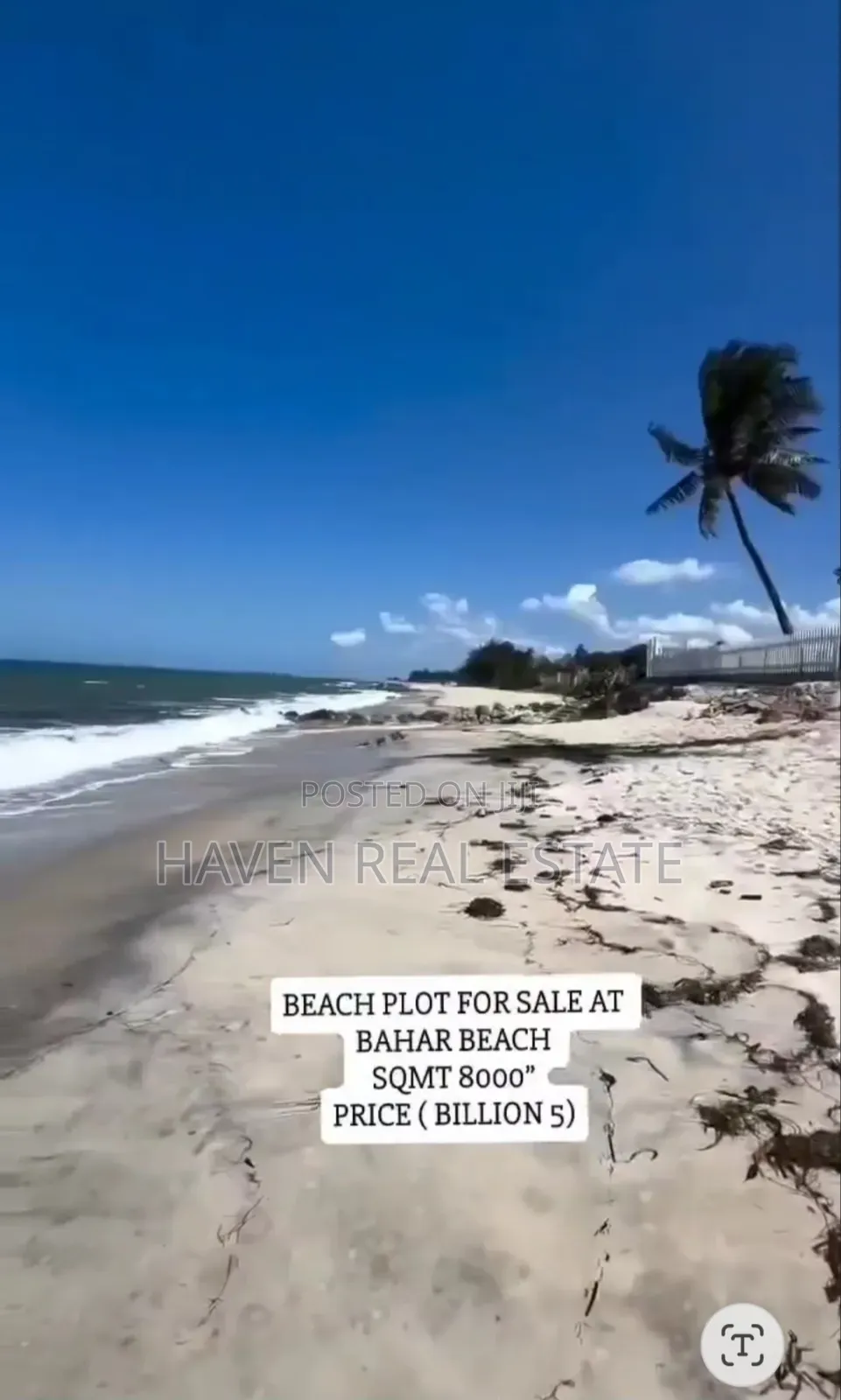 Beach Plot for Sale at Bahari Beach