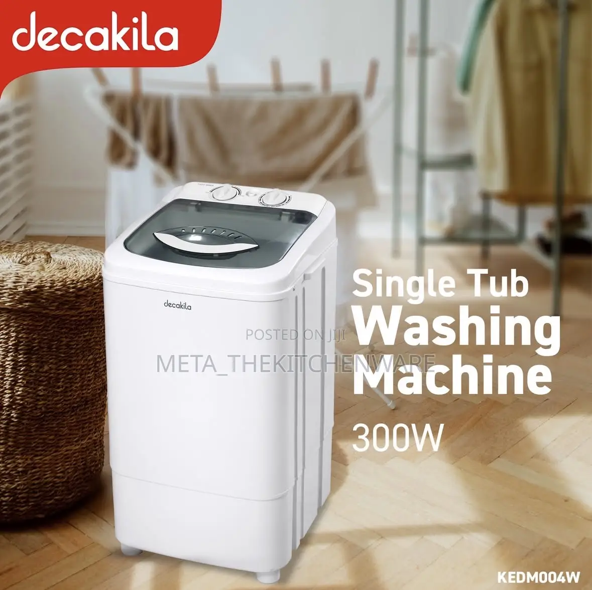 Decakila Single Tub Washing Machine 7kg - Kedm004w 3000w