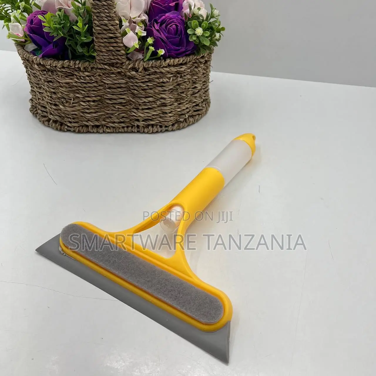Glass Window Squeegee Rubber Wiper Yellow Long Handle Tool