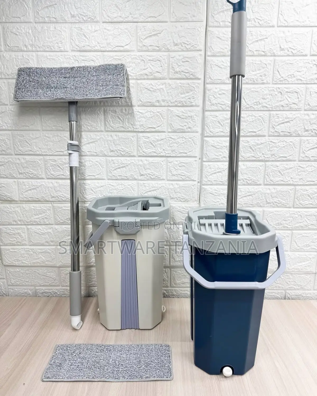 Self-Wringing Flat Mop and Bucket Set Microfiber 2 Colors