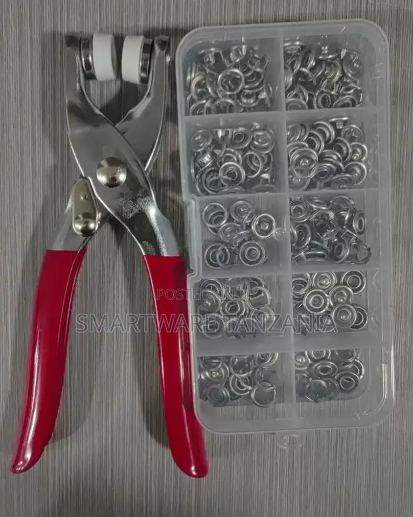 Metal Snap Button Plier Kit With 100 Silver Press Studs