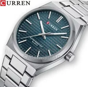 Curren 8439 Men's Quartz Fashion Watch Silver and Blue