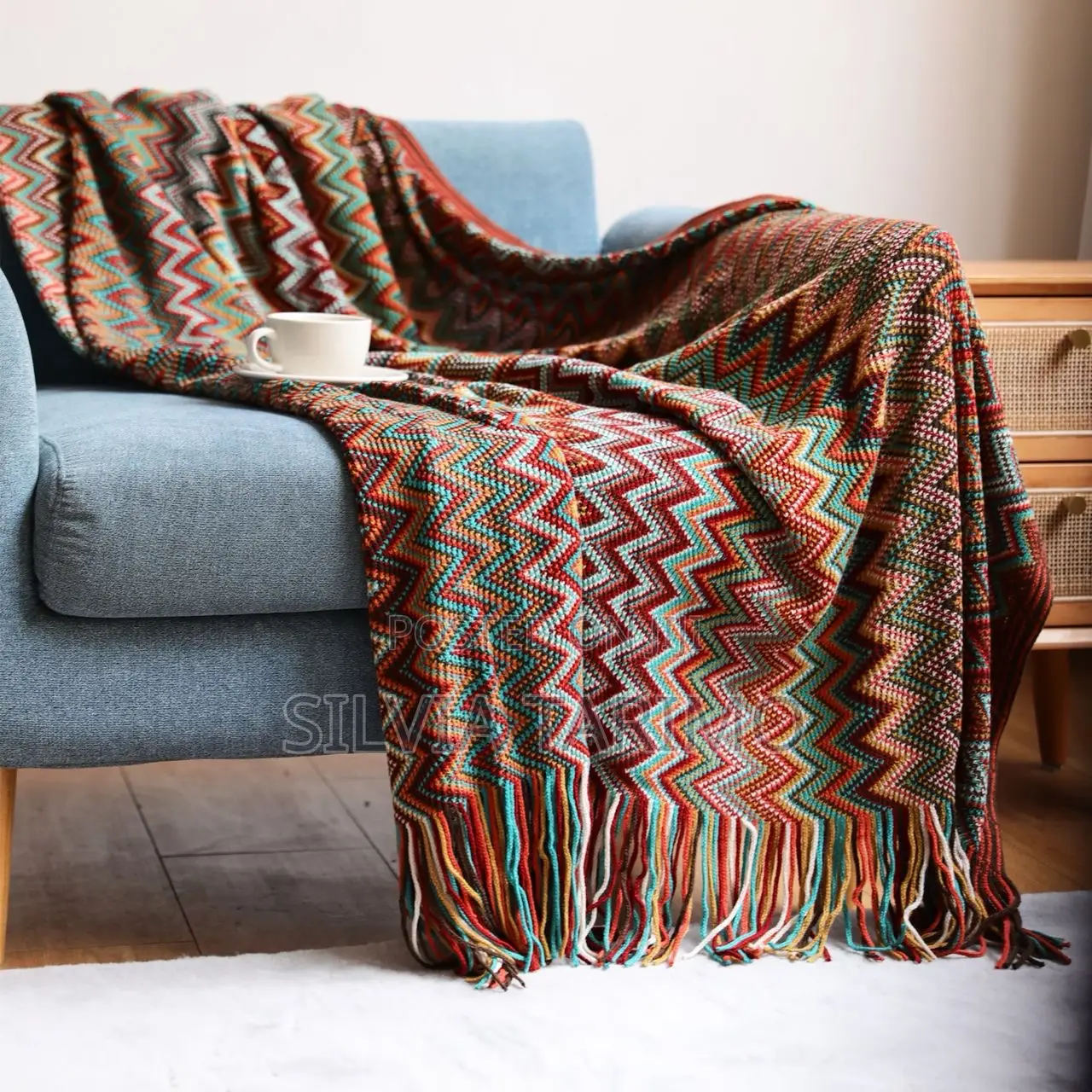 Luxury Sofa Throw Blanket With Matching Cushion – Modern Design