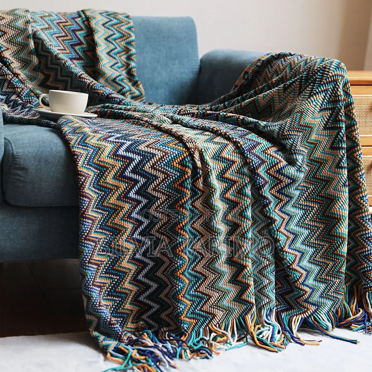 Luxury Sofa Throw Blanket With Matching Cushion – Modern Design
