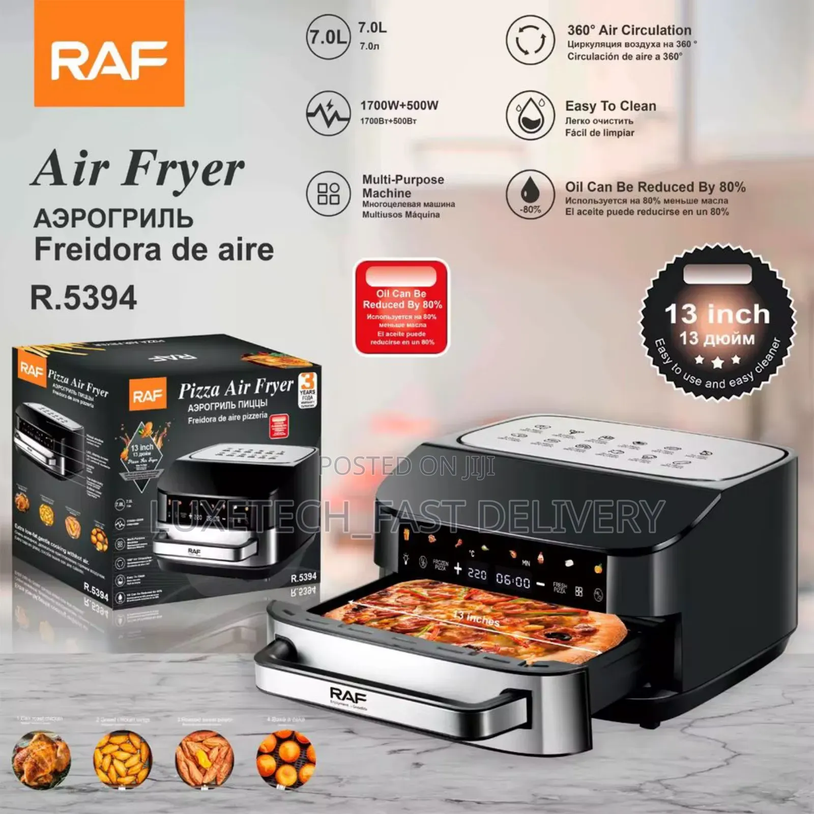 Raf 7-Litres Pizza Air Fryer 13-Inches