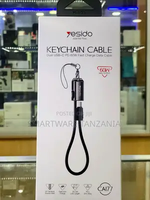 Yesido Ca177 Dual Usb-C 60w Keychain Cable 20cm Braided