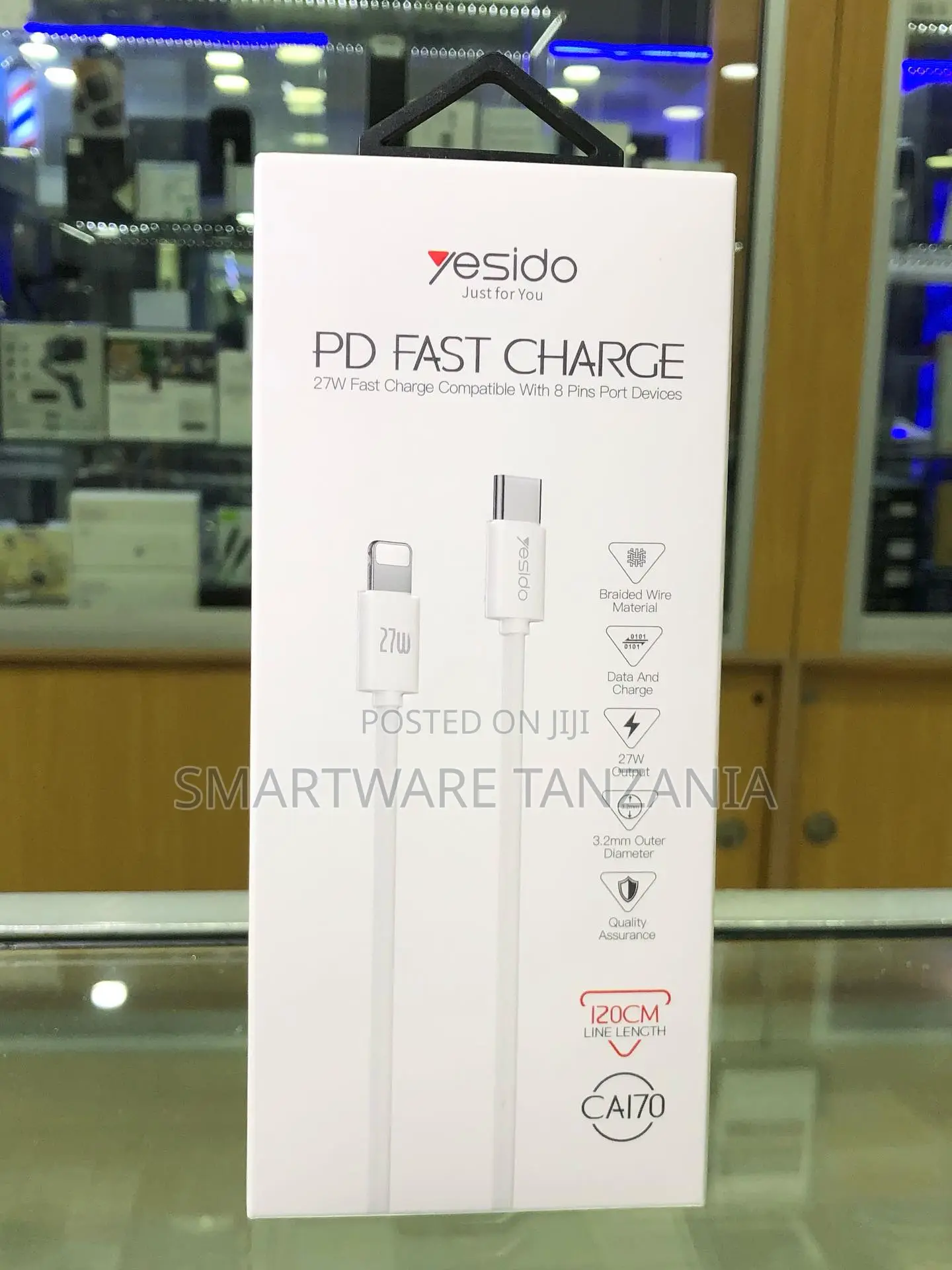 Yesido Ca170 Usb-C to Lightning 27w Braided Cable 120cm